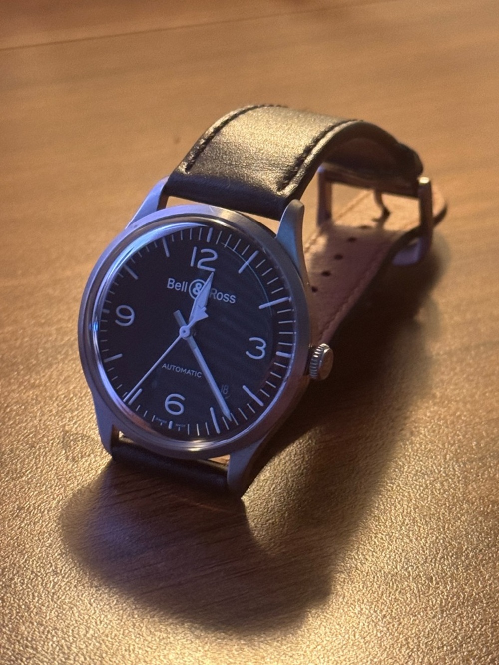 Bell & Ross Men's Black Leather Strap Watch
